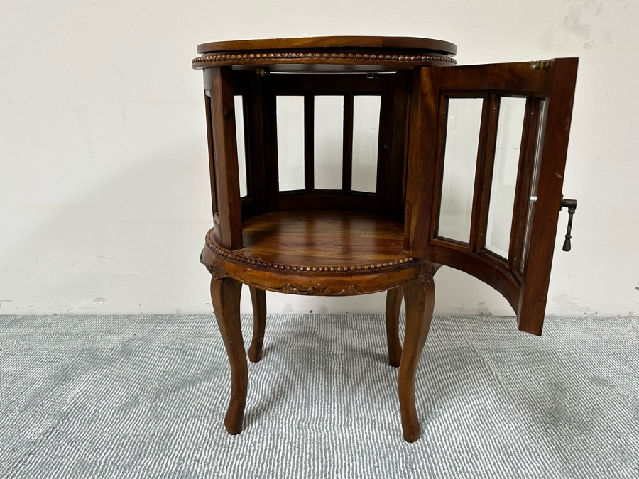 Wooden Round Curio Table With Removal Top Tray 20W X 29.5H