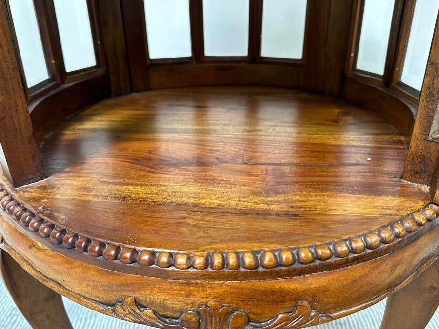 Wooden Round Curio Cabinet Table With Removal Top Tray 20W X 29.5H [Photo 5]
