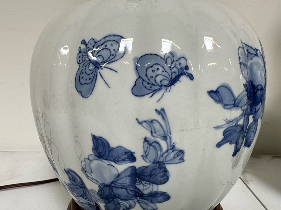 Pair Of Chinese Blue & White Porcelain Table Lamps 22H [Photo 5]