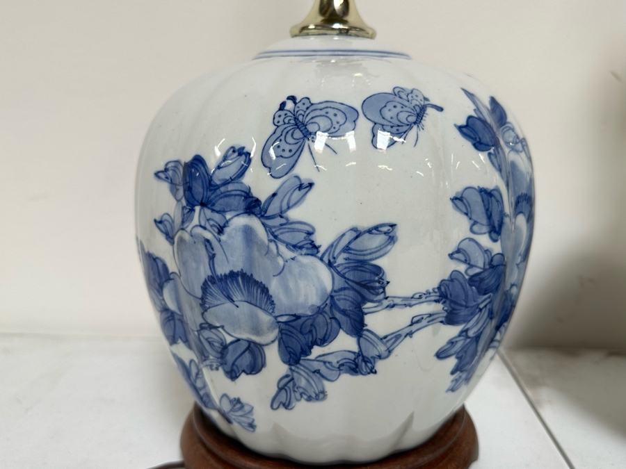 Pair Of Chinese Blue & White Porcelain Table Lamps 22H [Photo 2]