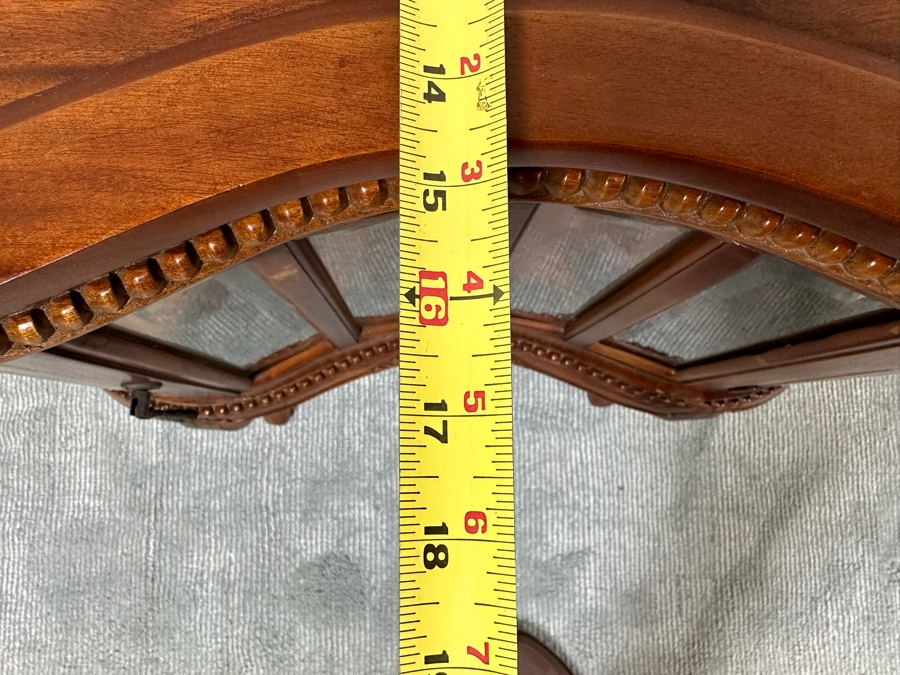 Wooden Kidney Shaped Curio Cabinet Table With Removal Top Tray 28W X 17D X 29.5H [Photo 11]