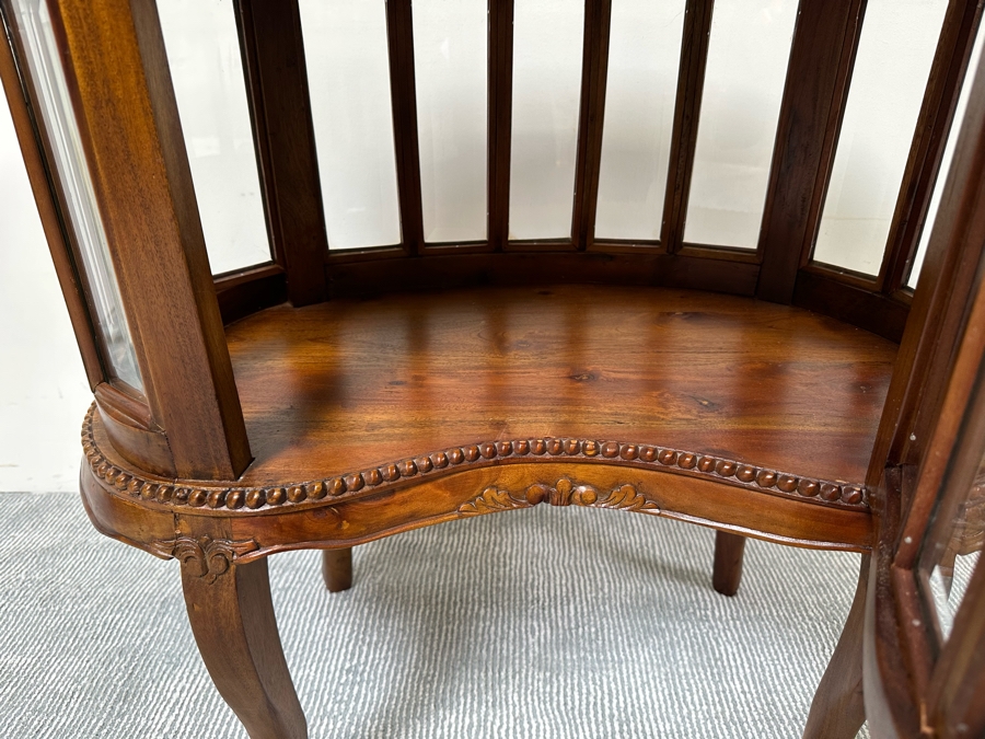 Wooden Kidney Shaped Curio Cabinet Table With Removal Top Tray 28W X 17D X 29.5H [Photo 6]