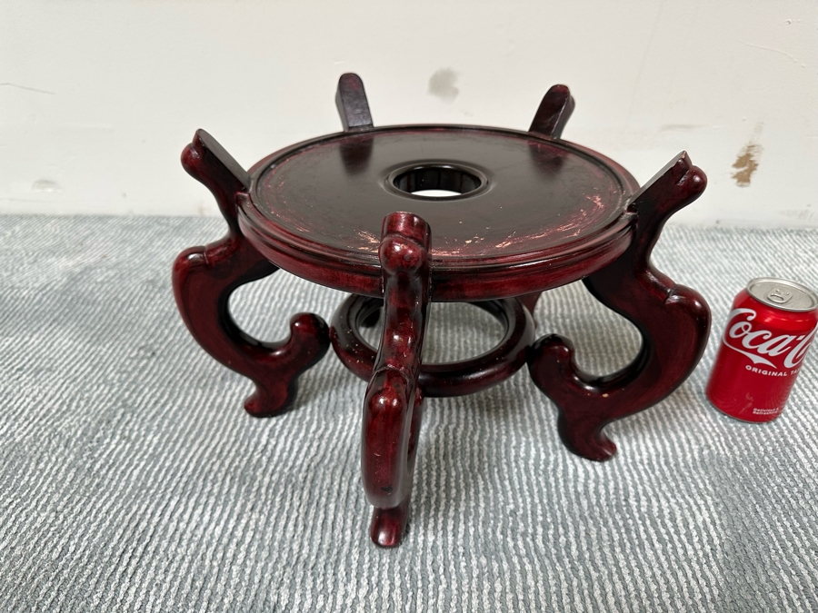 Large Chinese Hand Painted Porcelain Flower Pot Planter Fishbowl 17W X 13H With Wooden Stand [Photo 12]