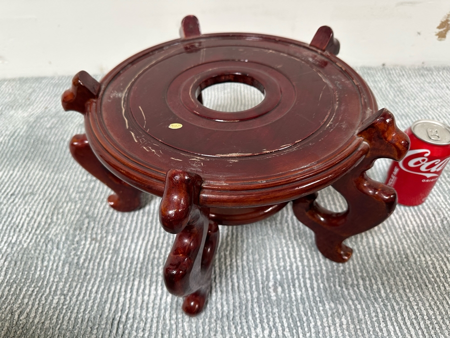 Chinese Hand Painted Porcelain Flower Pot Planter Fishbowl 15W X 12H With Wooden Stand [Photo 10]