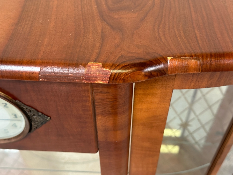 Unique Mid-Century Wooden Curio Cabinet With Built-In Smiths 30 Hour Clock Made In Great Britain 41W X 15D X 46H [Photo 8]