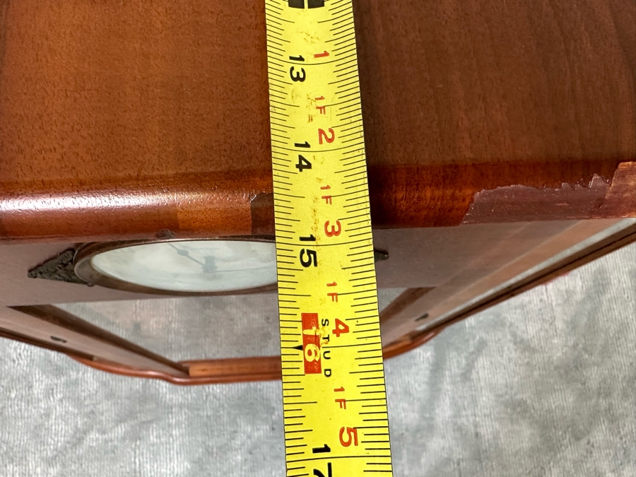 Unique Mid-Century Wooden Curio Cabinet With Built-In Smiths 30 Hour Clock Made In Great Britain 41W X 15D X 46H [Photo 16]