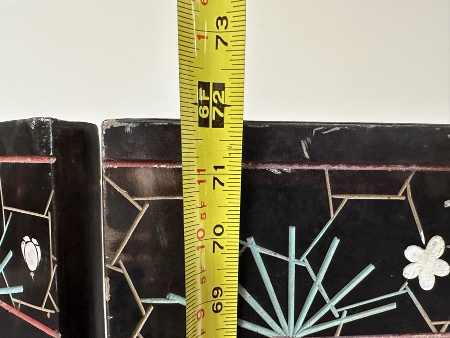 Vintage Chinese 4-Panel Carved Black Lacquer Spledid Four Double-Sided Screen Each Panel Is 16W X 72H [Photo 21]