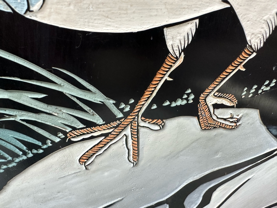 Vintage Chinese 4-Panel Carved Black Lacquer Spledid Four Double-Sided Screen Each Panel Is 16W X 72H [Photo 6]