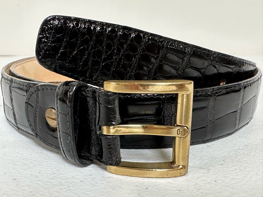 Louisiana Alligator Bruno Magli Italy Men's Adjustable Black Belt Size 40 [Photo 2]