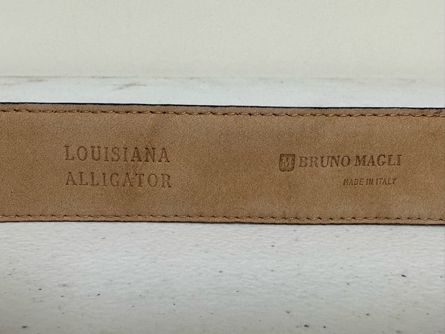 Louisiana Alligator Bruno Magli Italy Men's Adjustable Black Belt Size 40 [Photo 5]