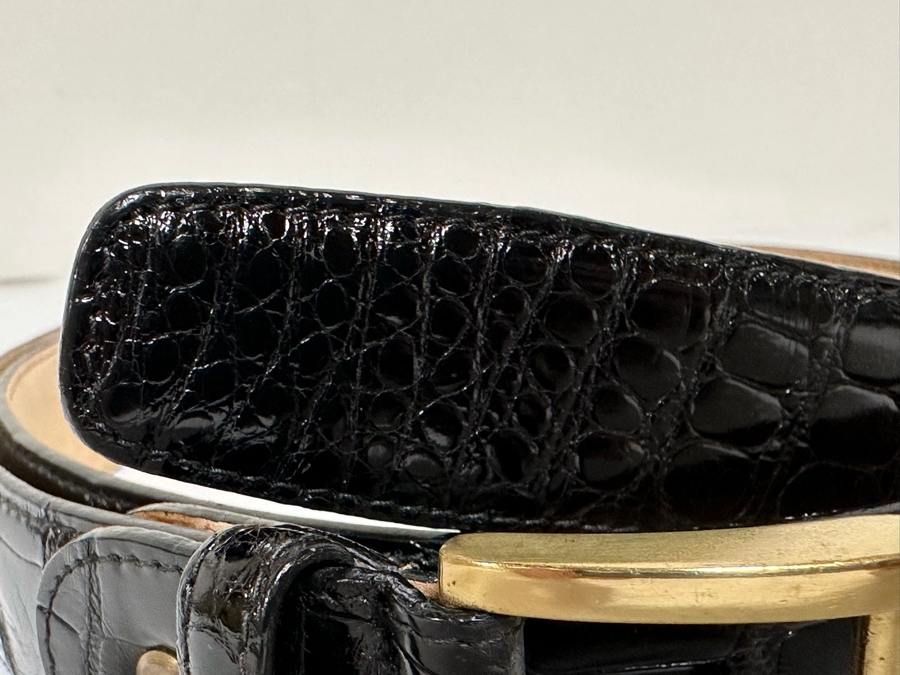 Louisiana Alligator Bruno Magli Italy Men's Adjustable Black Belt Size 40 [Photo 4]