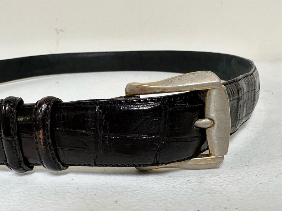 Genuine Alligator Men's Adjustable Black Belt Size 38 [Photo 6]