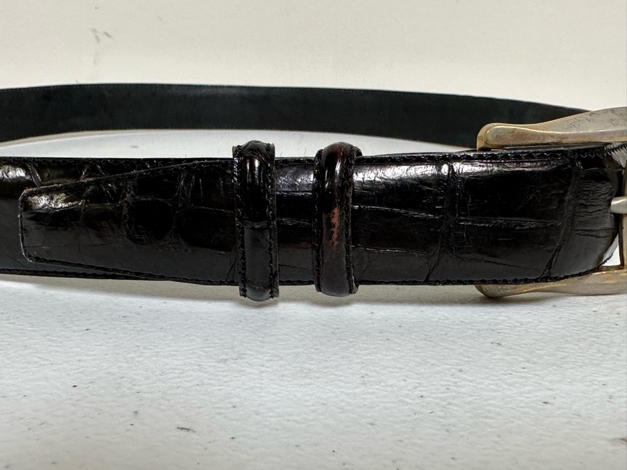Genuine Alligator Men's Adjustable Black Belt Size 38 [Photo 4]