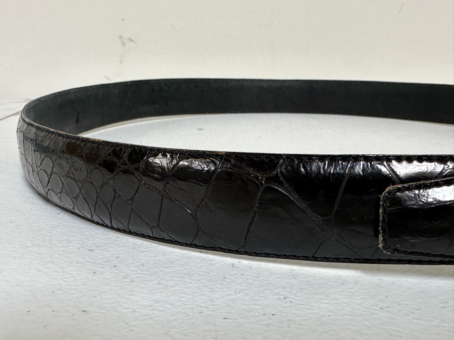 Genuine Alligator Men's Adjustable Black Belt Size 38 [Photo 5]