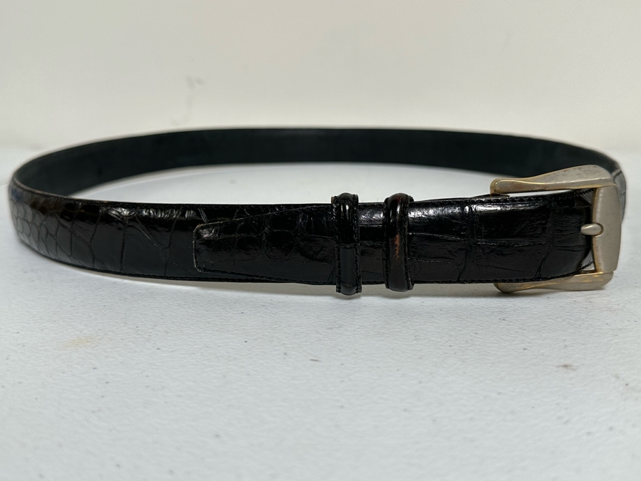 Genuine Alligator Men's Adjustable Black Belt Size 38 [Photo 3]