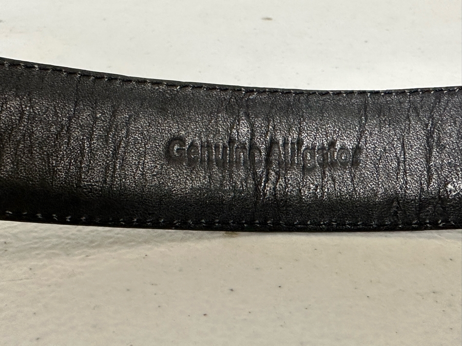 Genuine Alligator Men's Adjustable Black Belt Size 38