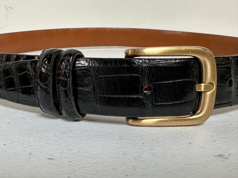 American Alligator Allen Edmonds Men's Adjustable Black Belt Size 36 [Photo 4]