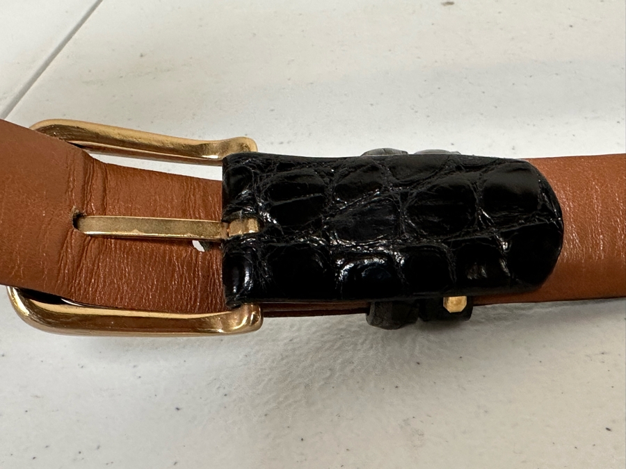 American Alligator Allen Edmonds Men's Adjustable Black Belt Size 36 [Photo 10]