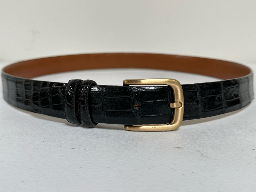 American Alligator Allen Edmonds Men's Adjustable Black Belt Size 36 [Photo 3]