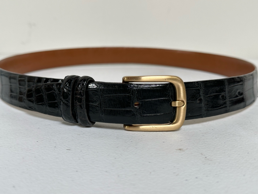 American Alligator Allen Edmonds Men's Adjustable Black Belt Size 36 [Photo 2]