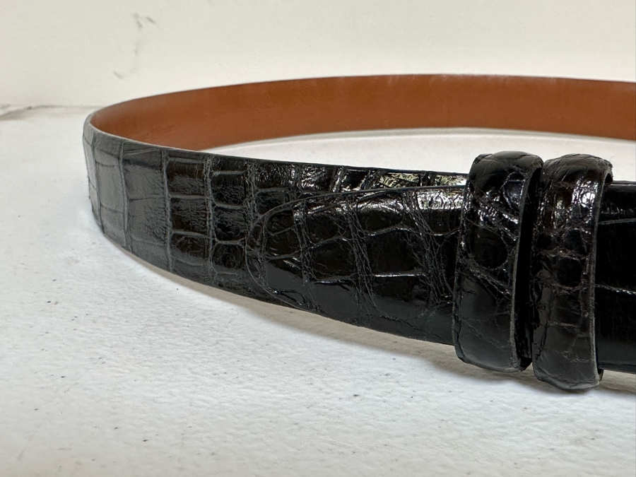 American Alligator Allen Edmonds Men's Adjustable Black Belt Size 36 [Photo 5]