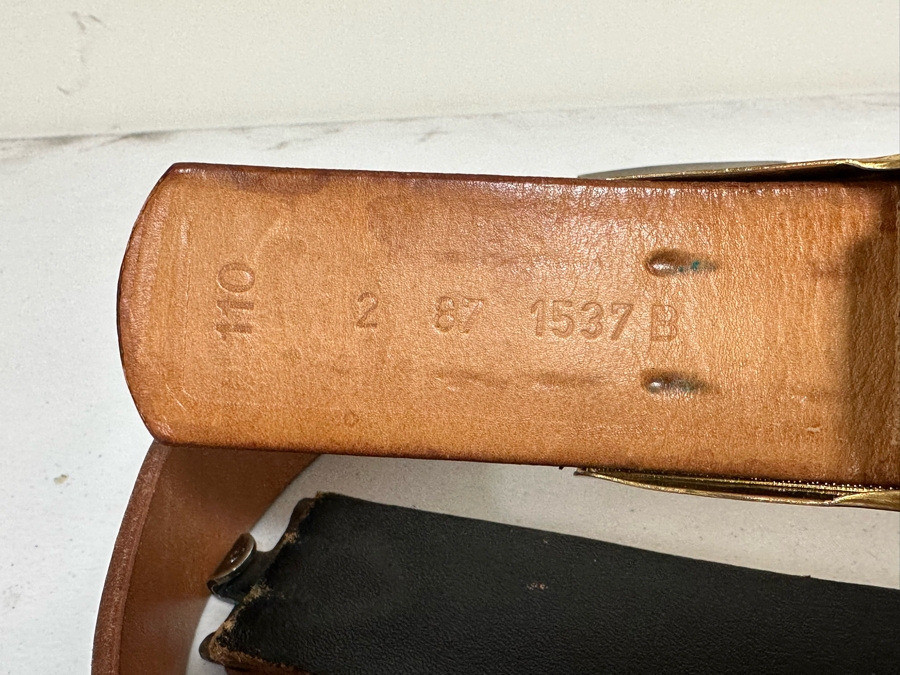 Pair Of Leather Adjustable Belts With German Belt Buckles Sturm (Apx Size 36) [Photo 9]