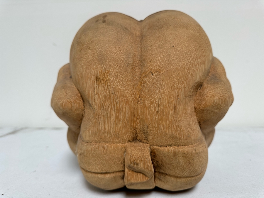 Hand Carved Wooden Sculpture Of Man Hiding His Face In His Hands Crouched Over 8W X 8H [Photo 6]