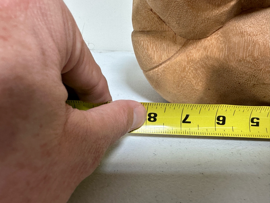 Hand Carved Wooden Sculpture Of Man Hiding His Face In His Hands Crouched Over 8W X 8H [Photo 9]