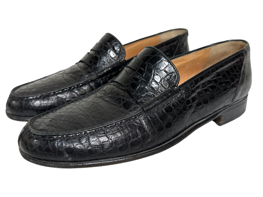 Pair Of Genuine Alligator Bruno Magli Italy Black Dress Shoes Size 8.5M