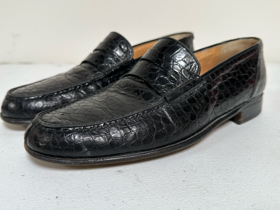 Pair Of Genuine Alligator Bruno Magli Italy Black Dress Shoes Size 8.5M [Photo 6]