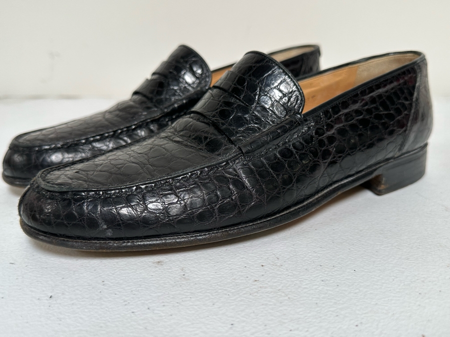 Pair Of Genuine Alligator Bruno Magli Italy Black Dress Shoes Size 8.5M [Photo 3]