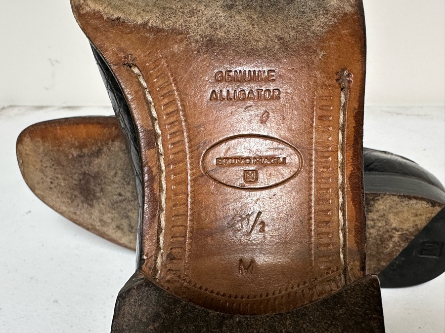 Pair Of Genuine Alligator Bruno Magli Italy Black Dress Shoes Size 8.5M [Photo 7]