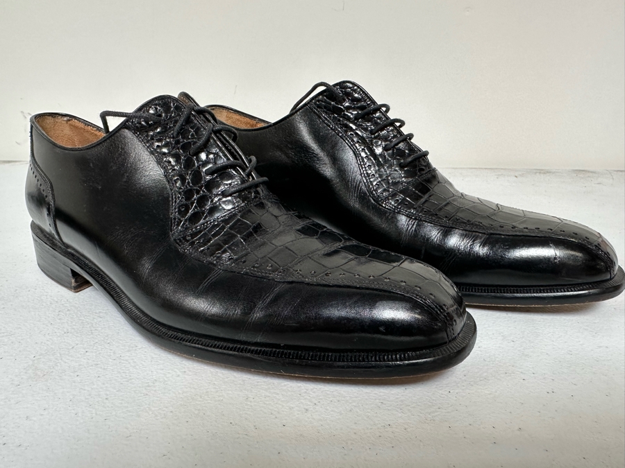 Genuine Crocodile Peter Huber Black Dress Shoes Size 8.5M [Photo 2]