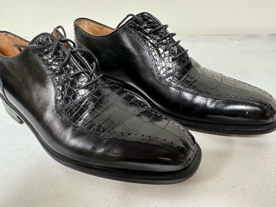Genuine Crocodile Peter Huber Black Dress Shoes Size 8.5M [Photo 4]