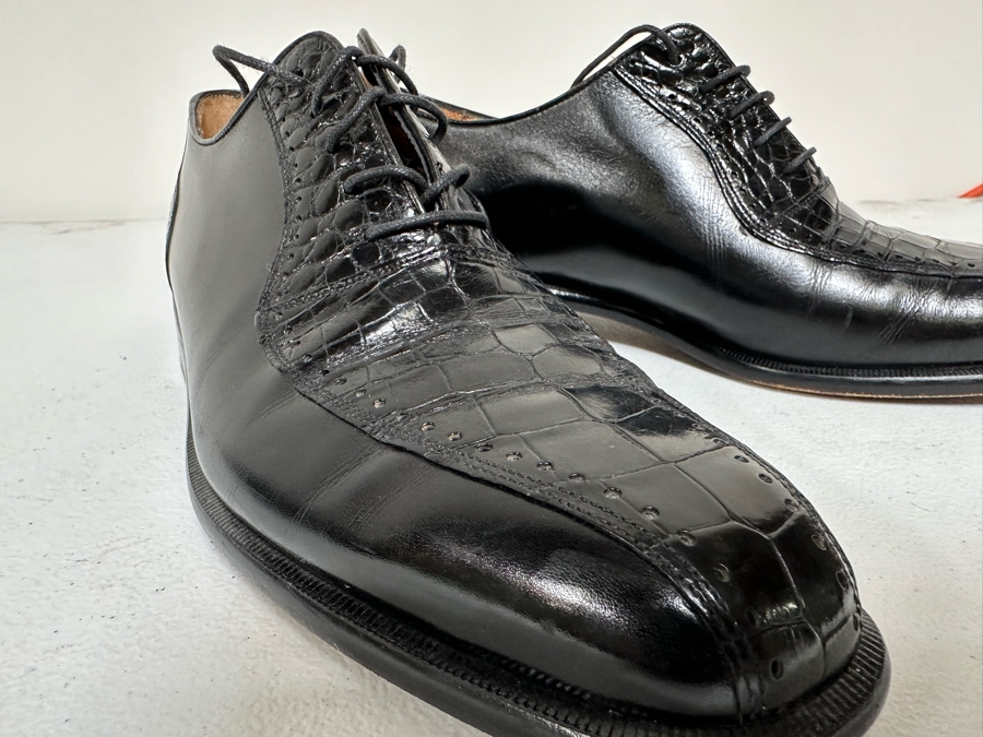 Genuine Crocodile Peter Huber Black Dress Shoes Size 8.5M [Photo 5]