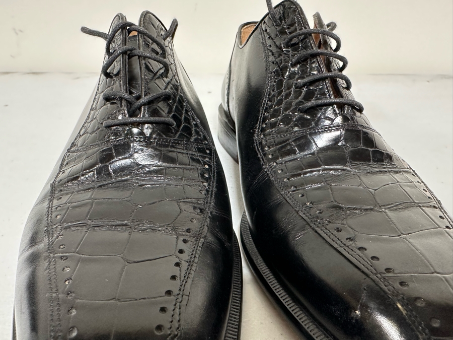 Genuine Crocodile Peter Huber Black Dress Shoes Size 8.5M [Photo 6]