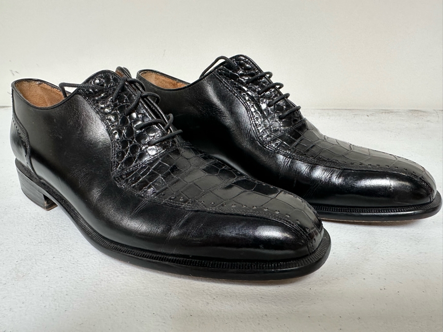 Genuine Crocodile Peter Huber Black Dress Shoes Size 8.5M [Photo 3]