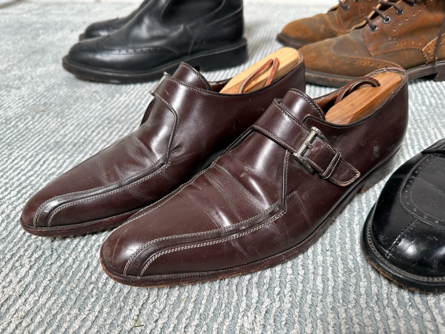 Nine Pairs Of Men's Designer Dress Shoes And Boots Brands Include Salvatore Ferragamo, Tricker's Of Jermyn Street London, Bruno Magli And Allen Edmonds [Photo 4]