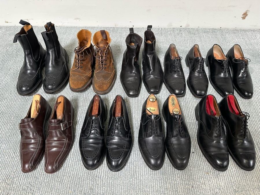 Nine Pairs Of Mens Designer Dress Shoes And Boots Brands Include Salvatore Ferragamo Trickers 7756