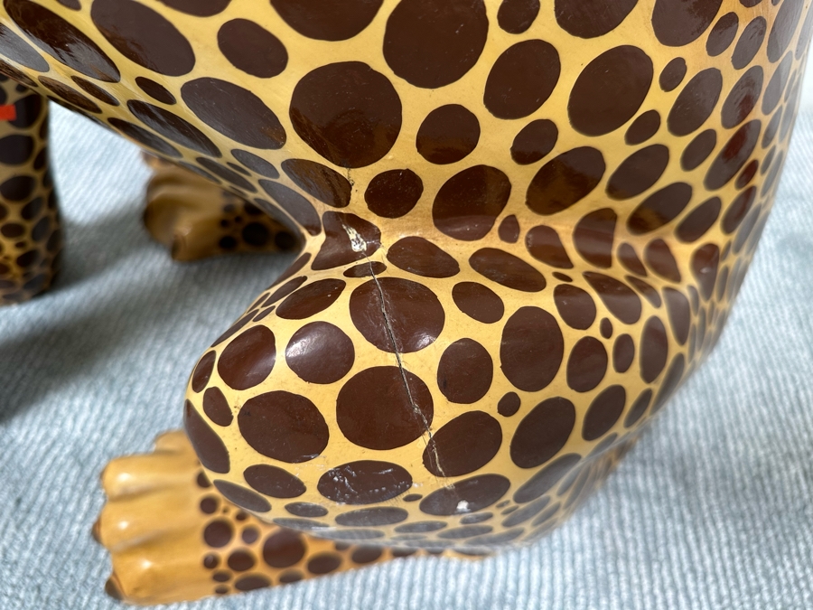 Handmade Sermel Papier Mache Leopard Sculpture From Tonala, Jalisco Mexico (See Photos For Condition Issues) - Signed On Ear 29W X 23D X 39H [Photo 18]
