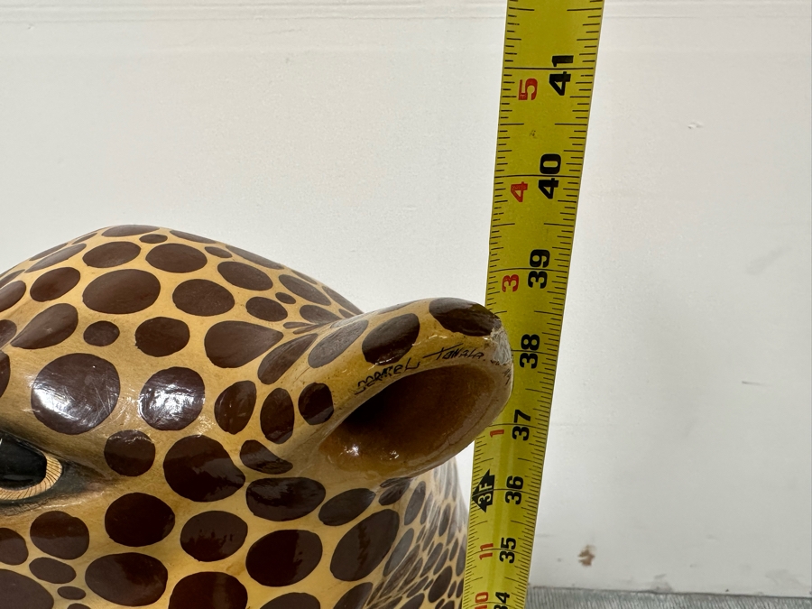Handmade Sermel Papier Mache Leopard Sculpture From Tonala, Jalisco Mexico (See Photos For Condition Issues) - Signed On Ear 29W X 23D X 39H [Photo 21]