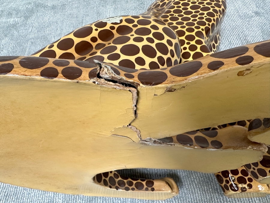 Handmade Sermel Papier Mache Leopard Sculpture From Tonala, Jalisco Mexico (See Photos For Condition Issues) - Signed On Ear 29W X 23D X 39H [Photo 22]