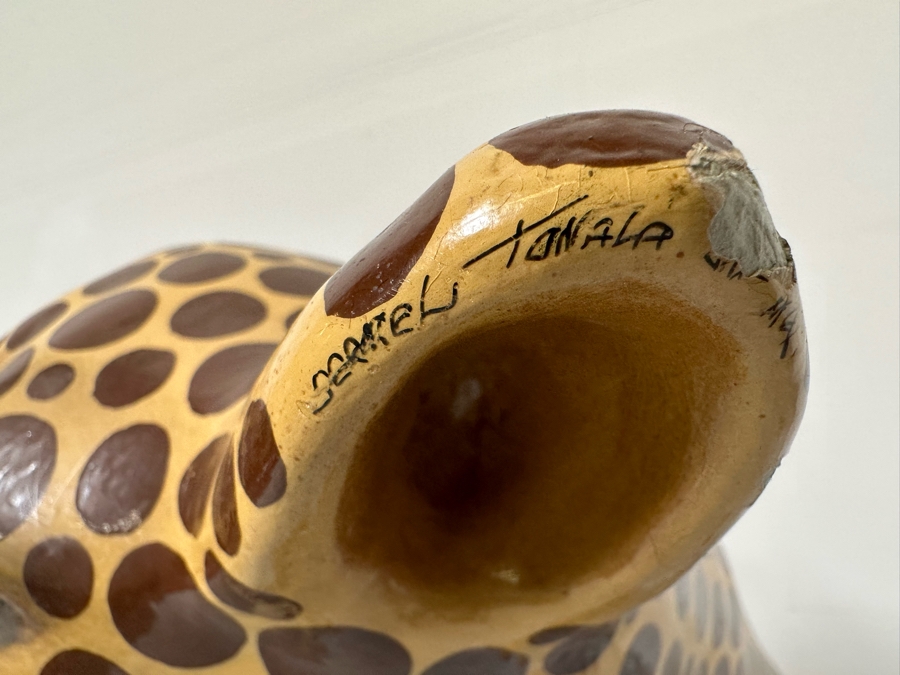 Handmade Sermel Papier Mache Leopard Sculpture From Tonala, Jalisco Mexico (See Photos For Condition Issues) - Signed On Ear 29W X 23D X 39H [Photo 8]