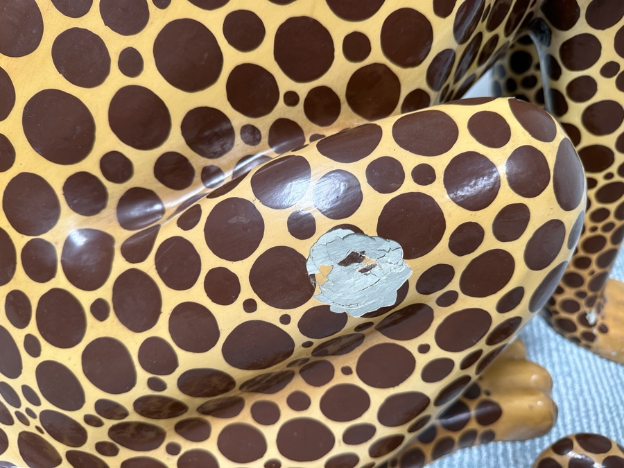 Handmade Sermel Papier Mache Leopard Sculpture From Tonala, Jalisco Mexico (See Photos For Condition Issues) - Signed On Ear 29W X 23D X 39H [Photo 13]