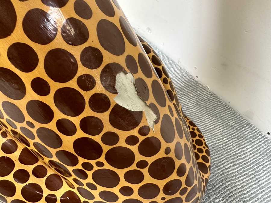Handmade Sermel Papier Mache Leopard Sculpture From Tonala, Jalisco Mexico (See Photos For Condition Issues) - Signed On Ear 29W X 23D X 39H [Photo 19]