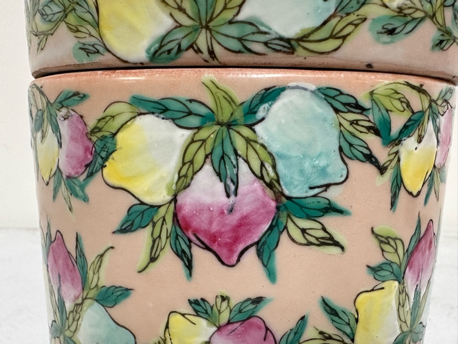 Signed Vintage Chinese Porcelain Lidded Jar 5W X 6H [Photo 2]