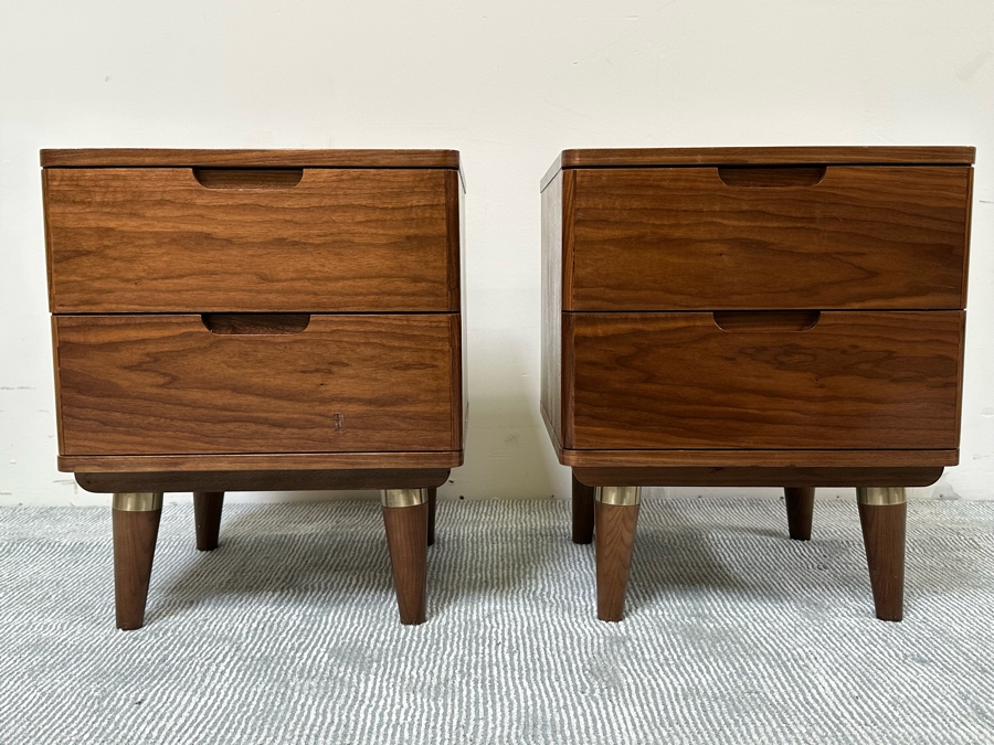 Pair Of Kardiel Mid-Century Modern Style Dream 17' Bedside Tables Nightstands 17.5W X 16D X 21.5H Retails $1,660 [Photo 3]