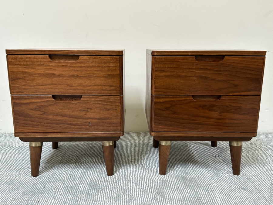 Pair Of Kardiel Mid-Century Modern Style Dream 17' Bedside Tables Nightstands 17.5W X 16D X 21.5H Retails $1,660 [Photo 2]