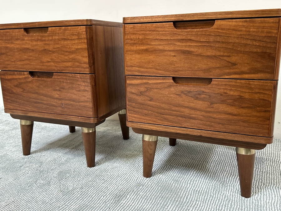 Pair Of Kardiel Mid-Century Modern Style Dream 17' Bedside Tables Nightstands 17.5W X 16D X 21.5H Retails $1,660