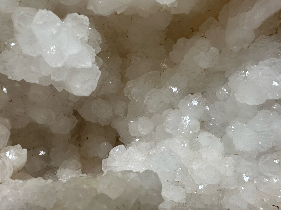 (2) Large Halves Of A White Crystal Geode Each Half Measures Apx 11W X 9H [Photo 10]